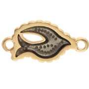 Entrepieza de pájaro 20x10 mm con resina epoxi - Dorado con oro fino - Gris azulado x1