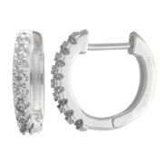 Pendientes de aro finos de 14 mm con óxidos de circonio - Chapado en plata fina x2