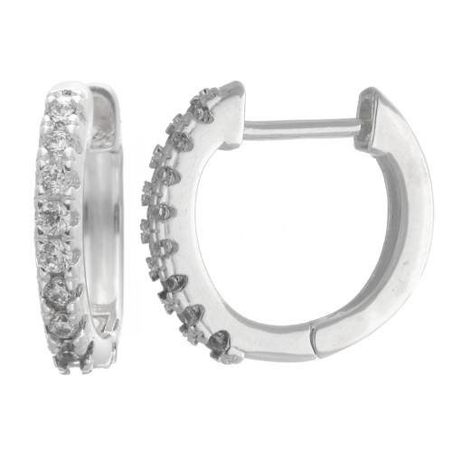 Pendientes de aro finos de 14 mm con óxidos de circonio - Chapado en plata fina x2