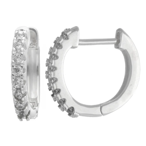 Pendientes de aro finos de 14 mm con óxidos de circonio - Chapado en plata fina x2