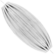 Cuenta con forma de oliva, 25 x 10 mm - Godron - Chapado en plata fina x1