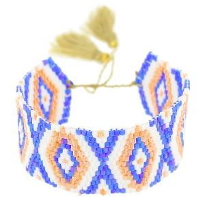 Pulsera trenzada de cuentas motivo navajo 28 mm Light Peach/Sand