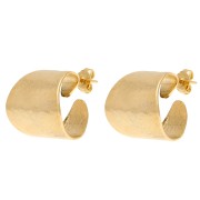 Oro de 24 Quilates - Pendientes de aro abiertos y anchos, martillados, de 19 mm - Dorado en oro fino x2 Pendientes de aro abiertos y anchos, martillados, de 19 mm - Dorado en oro fino x2