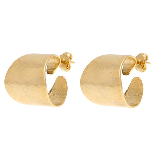 Pendientes de aro abiertos y anchos, martillados, de 19 mm - Dorado en oro fino x2