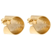 Pendientes de aro abiertos y anchos, martillados, de 19 mm - Dorado en oro fino x2