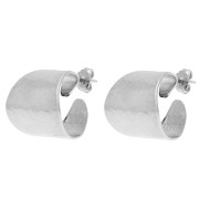 Pendientes de aro abiertos y anchos, martillados, de 19 mm - Chapado en plata fina x2