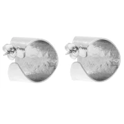 Pendientes de aro abiertos y anchos, martillados, de 19 mm - Chapado en plata fina x2