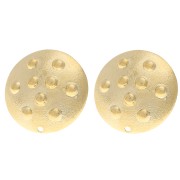Pendientes redondos de 20 mm con efecto tachuelas - Dorado en oro fino x2