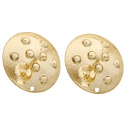 Pendientes redondos de 20 mm con efecto tachuelas - Dorado en oro fino x2