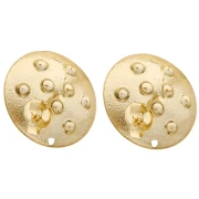 Pendientes redondos de 20 mm con efecto tachuelas - Dorado en oro fino x2
