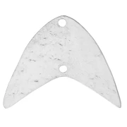 Entrepieza en forma de espiga martillada, 19 x 23 mm - Chapado en plata fina x1