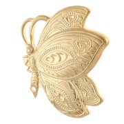 Broche de mariposa tallado, 30 x 26 mm, con 1 agujero - Dorado en oro fino x1