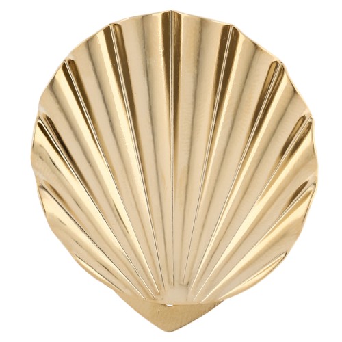 Pinza para pañuelo con forma de concha, 38 x 34 mm, con efecto plisado - Dorado con oro fino x1