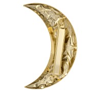 Broche en forma de media luna de 45,5 x 26,5 mm con motivo astral —con 3 agujeros— —Dorado— x1