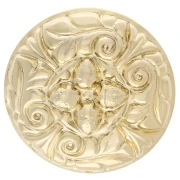 Broche redondo de 34 mm con diseño vintage —con 3 agujeros— —Dorado con oro fino— x1