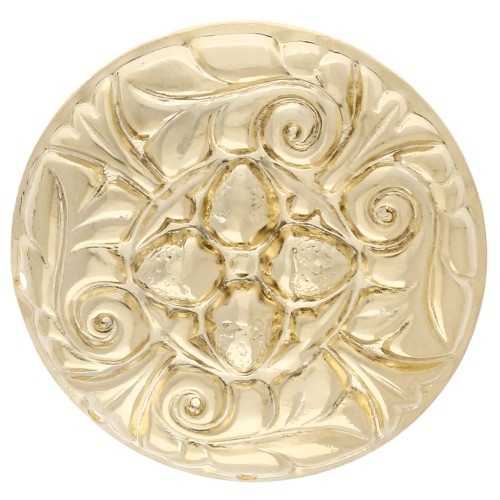 Broche redondo de 34 mm con diseño vintage —con 3 agujeros— —Dorado con oro fino— x1