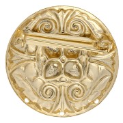 Broche redondo de 34 mm con diseño vintage —con 3 agujeros— —Dorado con oro fino— x1