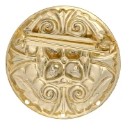 Broche redondo de 34 mm con diseño vintage —con 3 agujeros— —Dorado con oro fino— x1