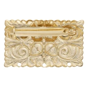 Broche rectangular de 20 x 32,5 mm con motivo vintage —con 3 agujeros— —Dorado— x1