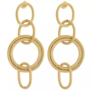 Regalo - Pendientes colgantes 60x25 mm Acero inoxidable 304L Oro x2