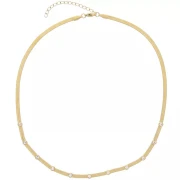 Regalo - Espejo de 4 mm de malla y CZ collar - 304L Oro de acero inoxidable x39cm
