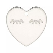 Regalo - charm corazón 14 mm - motivo pestaña - Plata de ley 925 x1