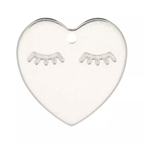 Regalo - charm corazón 14 mm - motivo pestaña - Plata de ley 925 x1