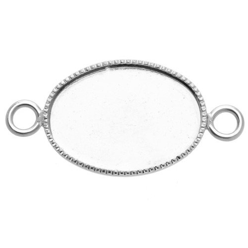 Juego de espaciadores para cabujón oval con base plana 14x10 mm - Plata x1