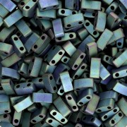 Miyuki Half Tila Beads 5x2.3x1.9mm HTL-2064 - Azul Metálico Mate Verde Iris paquete de 100g