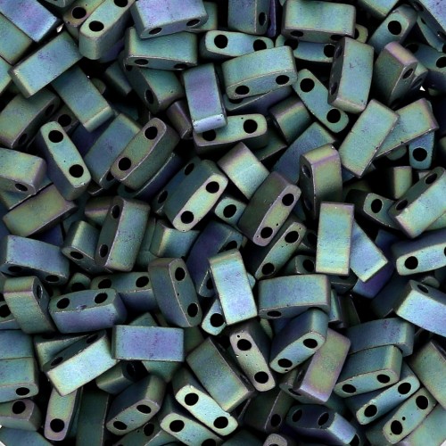 Miyuki Half Tila Beads 5x2.3x1.9mm HTL-2064 - Azul Metálico Mate Verde Iris paquete de 100g