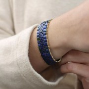 Miyuki Half Tila Beads 5x2.3x1.9mm HTL-2064 - Azul Metálico Mate Verde Iris paquete de 100g