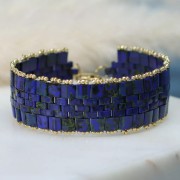 Miyuki Half Tila Beads 5x2.3x1.9mm HTL-2064 - Azul Metálico Mate Verde Iris paquete de 100g