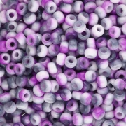 Cuentas Rocalla Miyuki 8/0 55060 - Blanco opaco y morado funky, 8 g