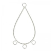 Entrepiezaes 3 anillas forma de gota 42 mm Chapado en plata fina x2