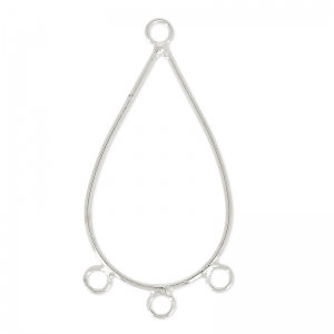 Entrepiezaes 3 anillas forma de gota 42 mm Chapado en plata fina x2