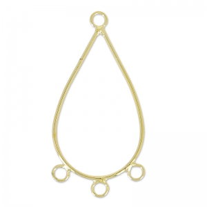 Entrepiezaes 3 anillas forma de gota 42 mm dorado con oro fino x2