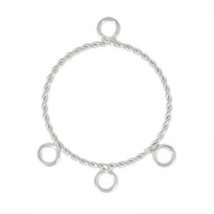 Entrepiezaes 3 anillas forma redonda 28 mm Chapado en plata fina x2