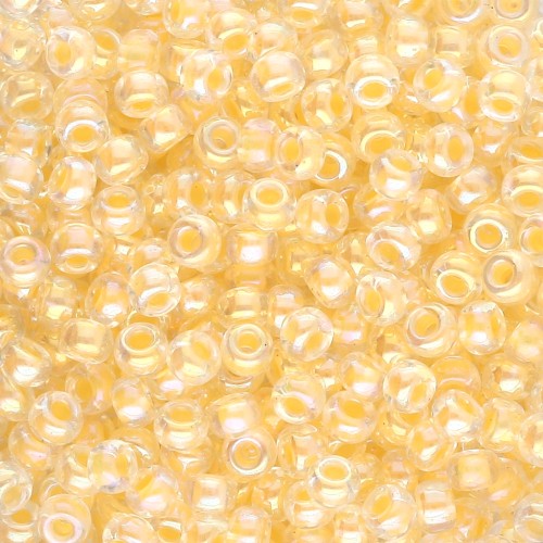 Cuentas Rocalla Miyuki 8/0 273 - Cristal AB con ribete amarillo claro x 8 g