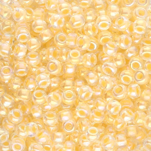 Cuentas Rocalla Miyuki 8/0 273 - Cristal AB con ribete amarillo claro x 8 g