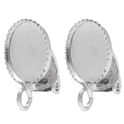 Pinzas para orejas para cabujón oval 10x8 mm con anilla abierta - Plata de ley 925 x2