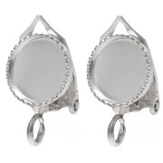 Pinzas para orejas para cabujón redondo de 8 mm con anilla abierta - Plata de ley 925 x2
