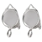 Pinzas para orejas para cabujón redondo de 8 mm con anilla abierta - Plata de ley 925 x2