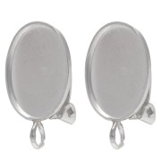 Pinzas para orejas para cabujón oval 14x10 mm con anilla abierta - Plata de ley 925 x2