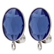 Pinzas para orejas para cabujón oval 14x10 mm con anilla abierta - Plata de ley 925 x2