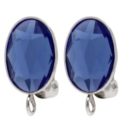 Pinzas para orejas para cabujón oval 14x10 mm con anilla abierta - Plata de ley 925 x2
