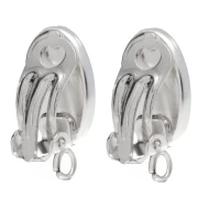 Pinzas para orejas para cabujón oval 14x10 mm con anilla abierta - Plata de ley 925 x2