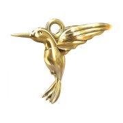 Dije colibri 13 mm en Plata 925 dorado con oro fino x1