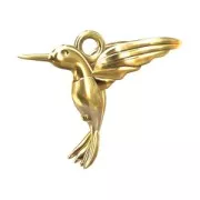 Dije colibri 13 mm en Plata 925 dorado con oro fino x1