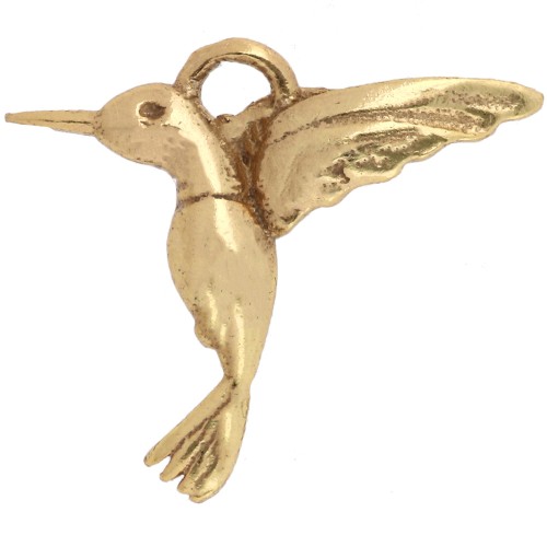 Dije de colibrí de 12,5 x 13,8 mm - Plata 925 dorada en oro fino x1