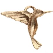 Dije de colibrí de 12,5 x 13,8 mm - Plata 925 dorada en oro fino x1